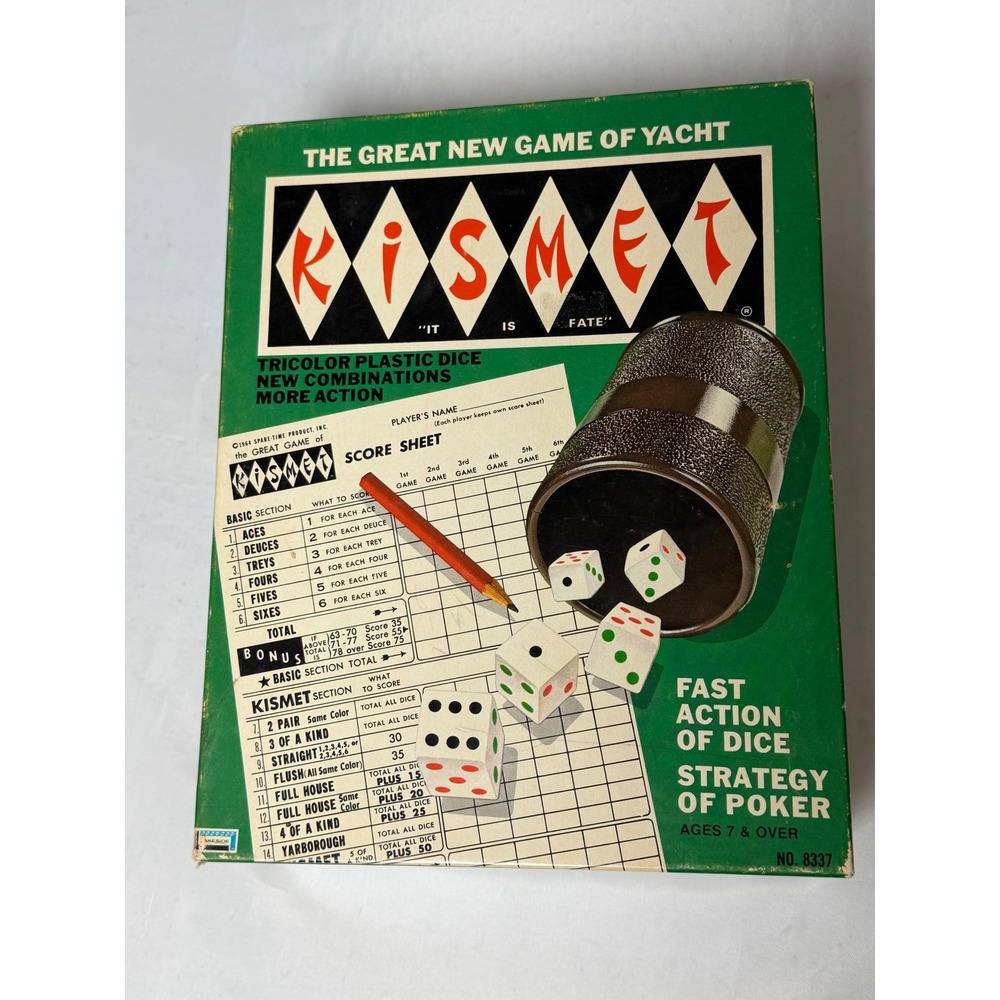 Vintage Kismet Board Dice Game Lakeside  1970 NO  8337 USA
COMPLETE W/scorepads